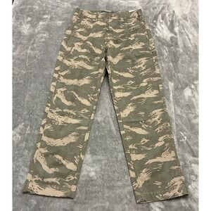 Abercrombie & Fitch Camo Cargo Pants Mens 29x30 Loose Fit Green Beige Rip‎ Stop